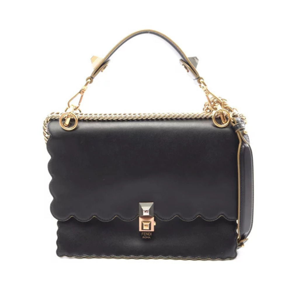 Fendi Kanai Shoulder Bag Leather Black